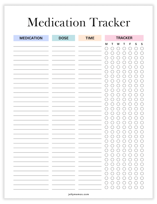 medication tracker printables