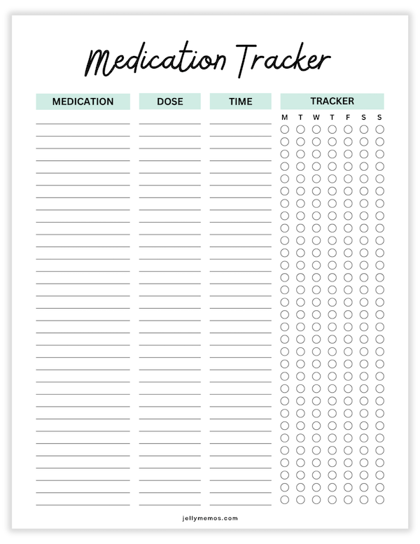 medication tracker printables