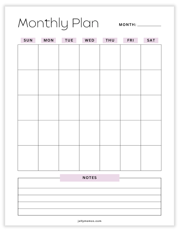 undated monthly planner