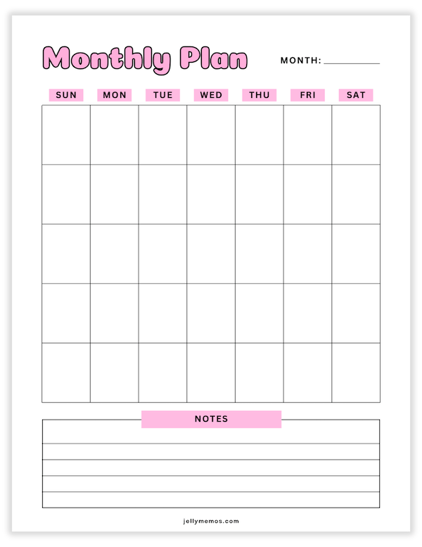 undated monthly planner