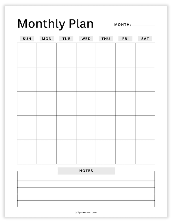 undated monthly planner