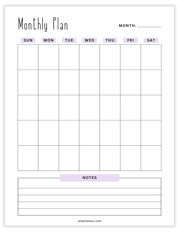 undated monthly planner