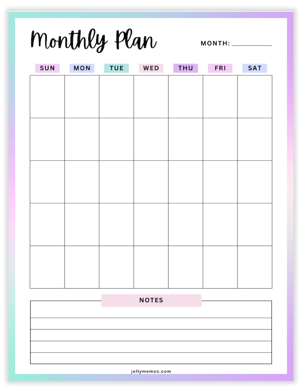 undated monthly planner