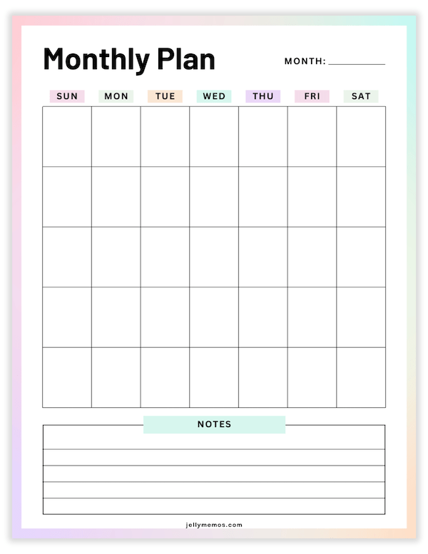 undated monthly planner