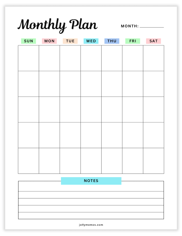 undated monthly planner