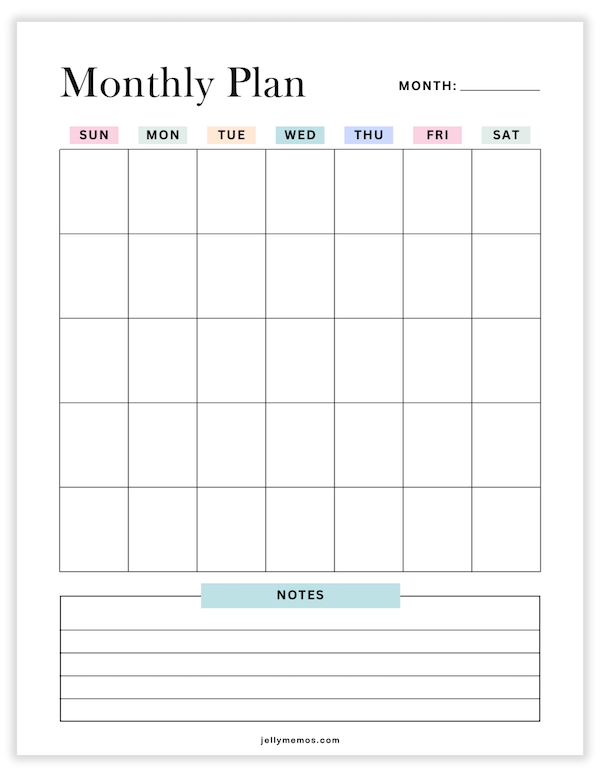 undated monthly planner