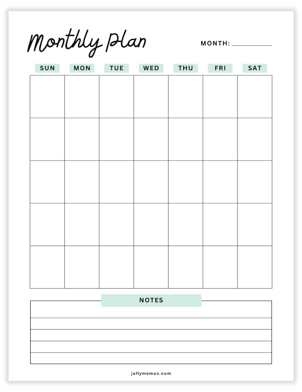 undated monthly planner