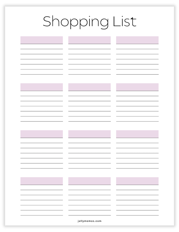 printable shopping list