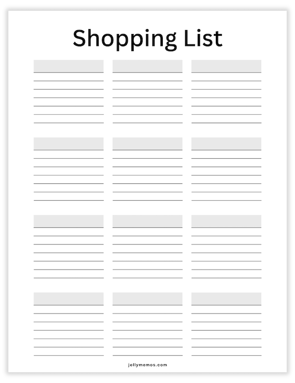 printable shopping list