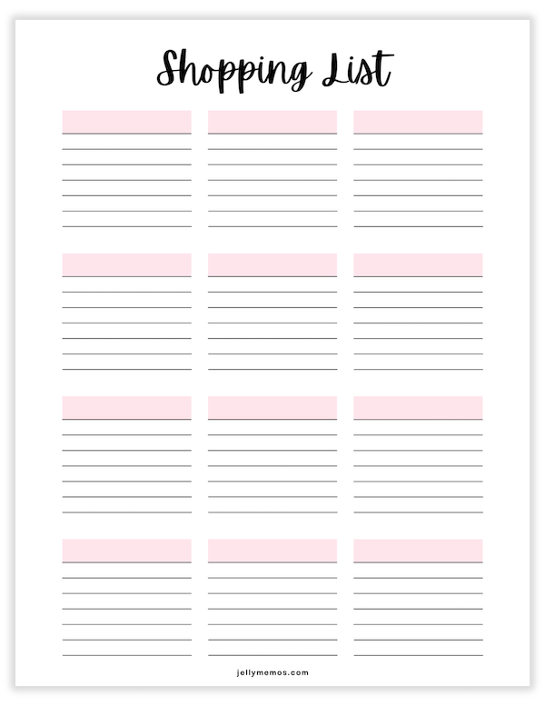 printable shopping list