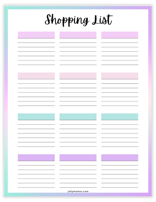 printable shopping list