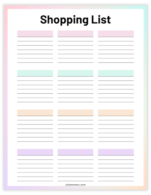 printable shopping list