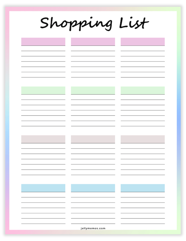 printable shopping list