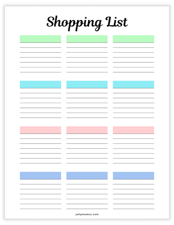 printable shopping list