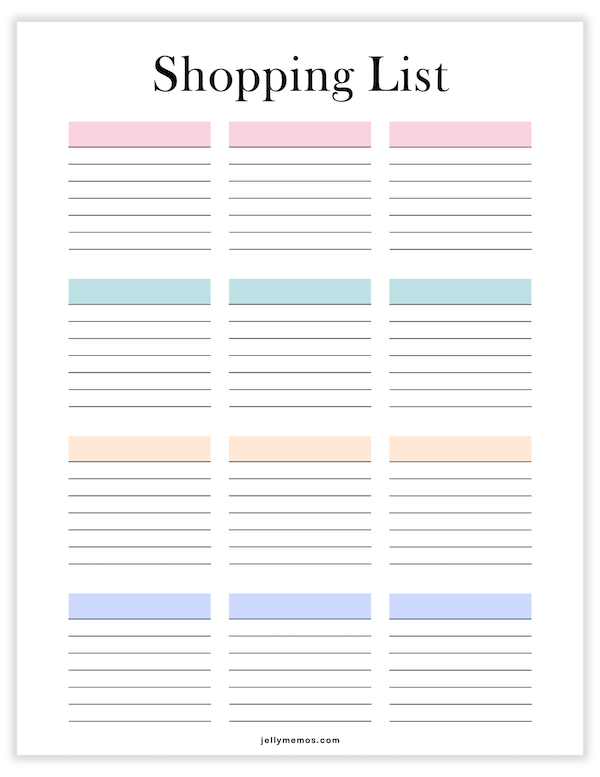 printable shopping list