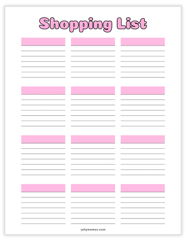 printable shopping list