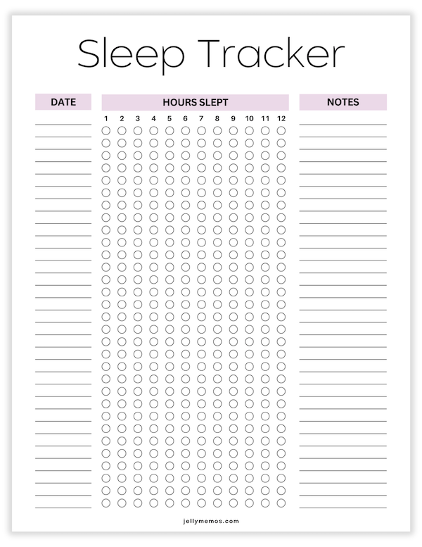 sleep tracker printables