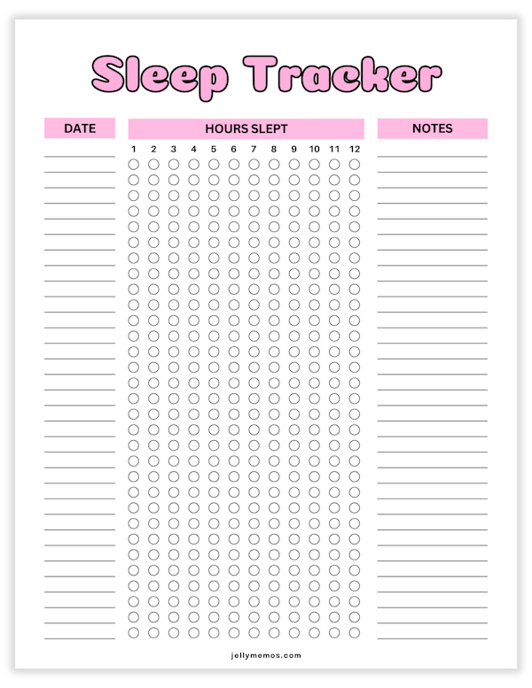 sleep tracker printables