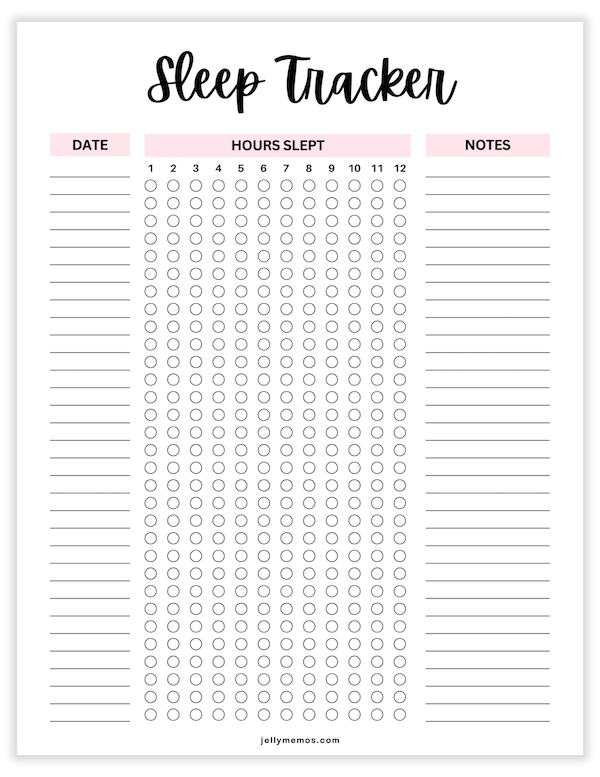 sleep tracker printables