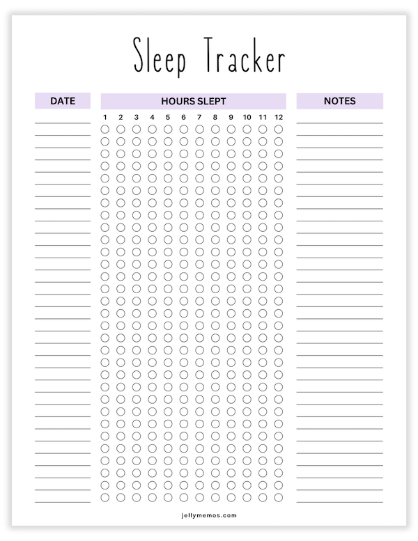 sleep tracker printables