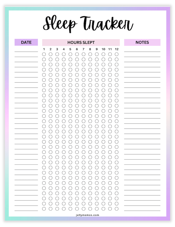 sleep tracker printables