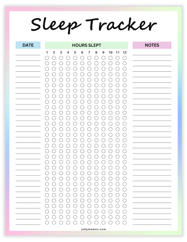 sleep tracker printables