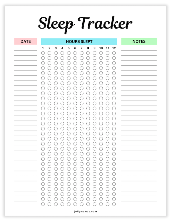 sleep tracker printables