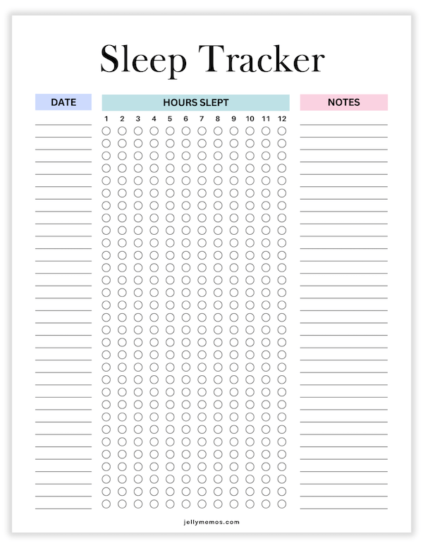 sleep tracker printables