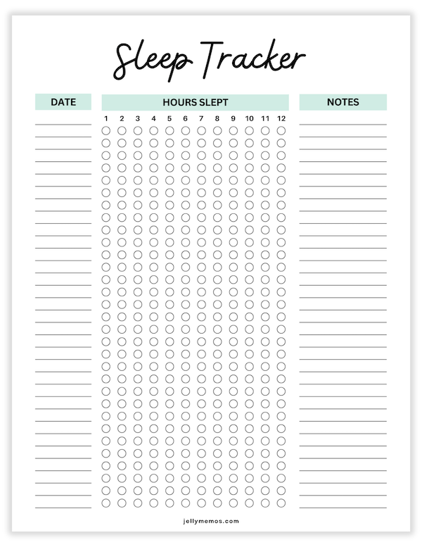 sleep tracker printables