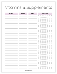 Printable Vitamins And Supplements Trackers (Useful + Free!) - JellyMemos