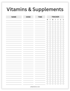 Printable Vitamins And Supplements Trackers (Useful + Free!) - JellyMemos
