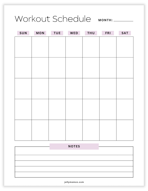 printable workout calendar