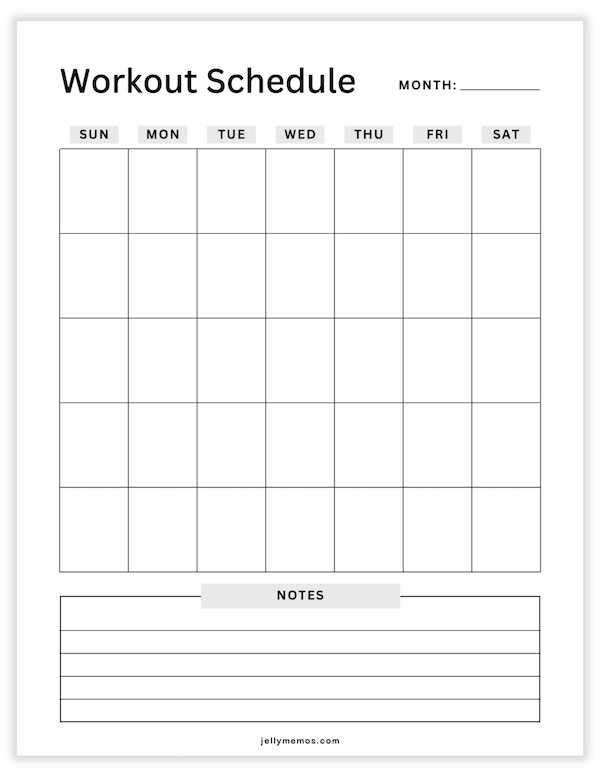 printable workout calendar