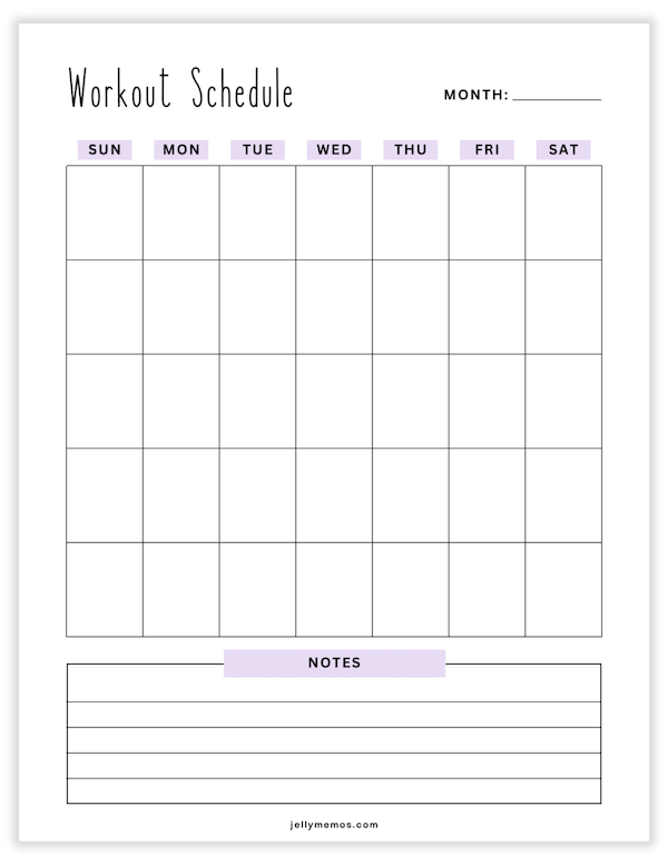 printable workout calendar