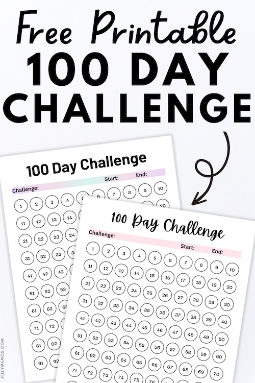 100 day challenge printables featured image