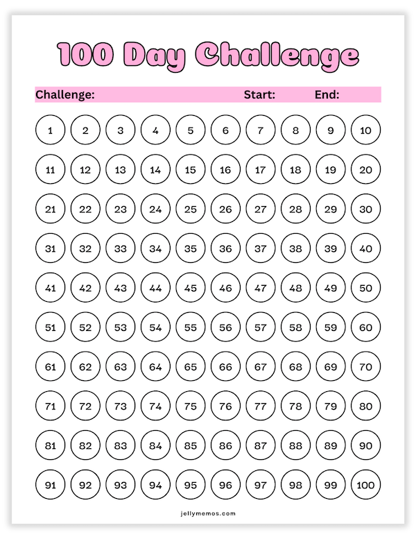 100 day challenge template