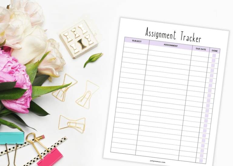 Assignment Tracker Templates - Cute Printables To Stay Organized ...