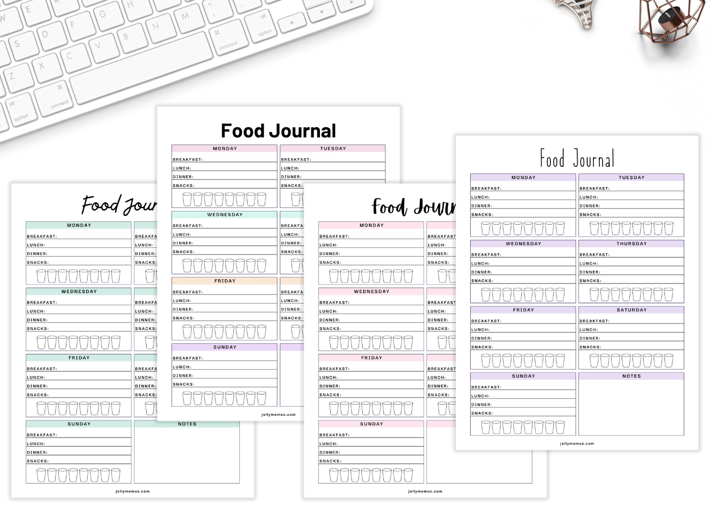 Cute Printable Weekly Food Journal Templates - JellyMemos