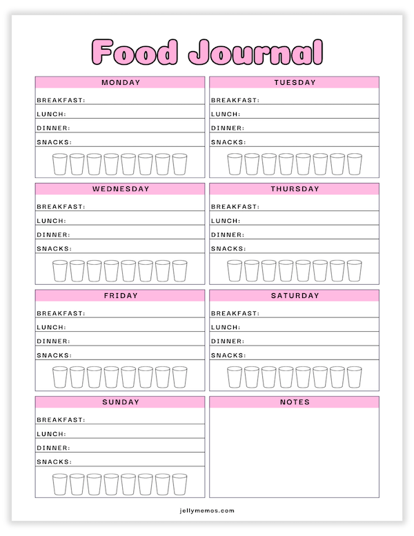 weekly food journal