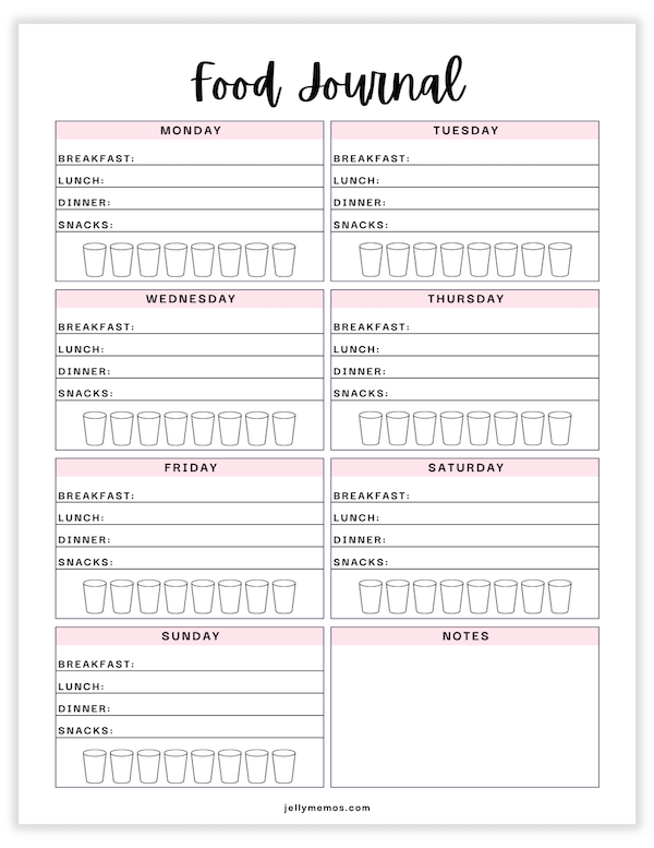 weekly food journal