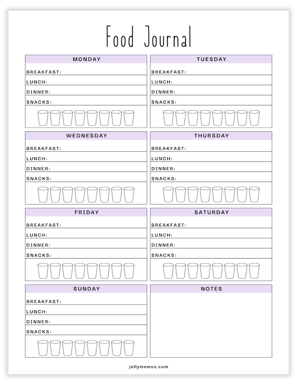 weekly food journal