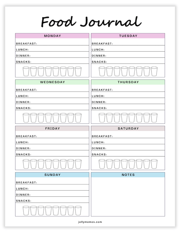 weekly food journal