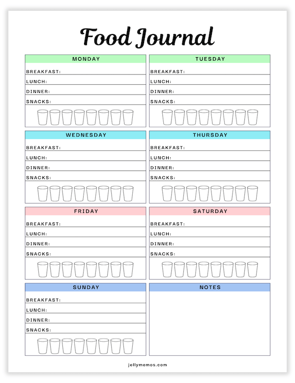 weekly food journal