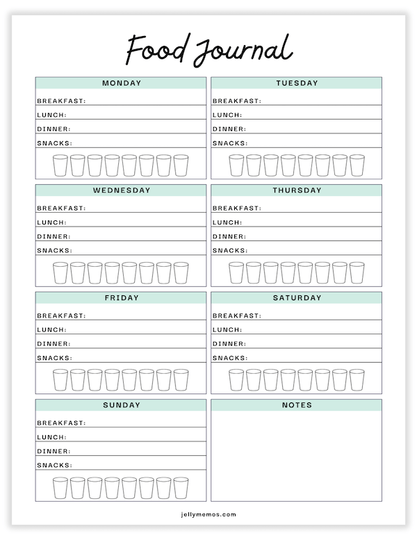 weekly food journal