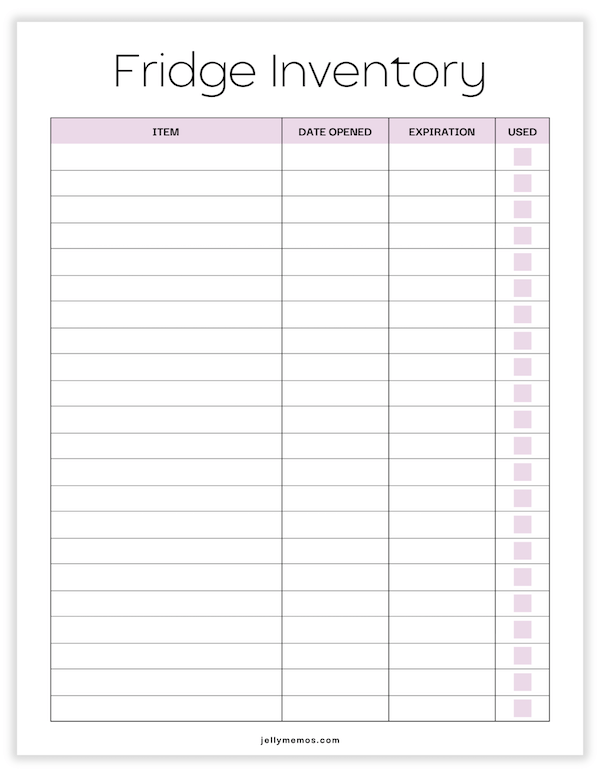 fridge inventory printable