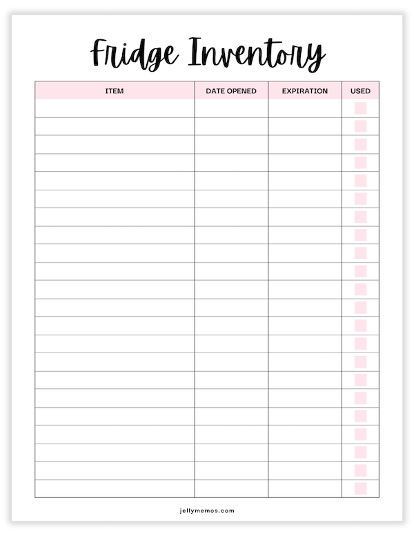 fridge inventory printable