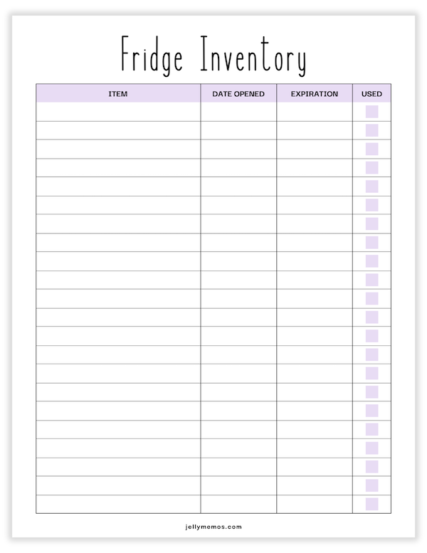 fridge inventory printable