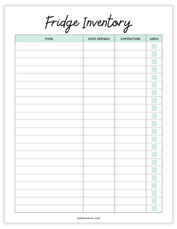 fridge inventory printable