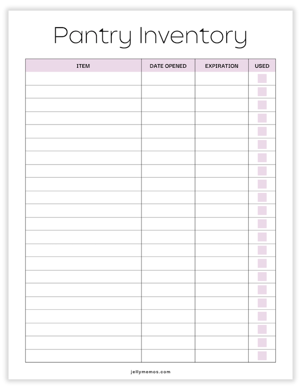 pantry inventory printable