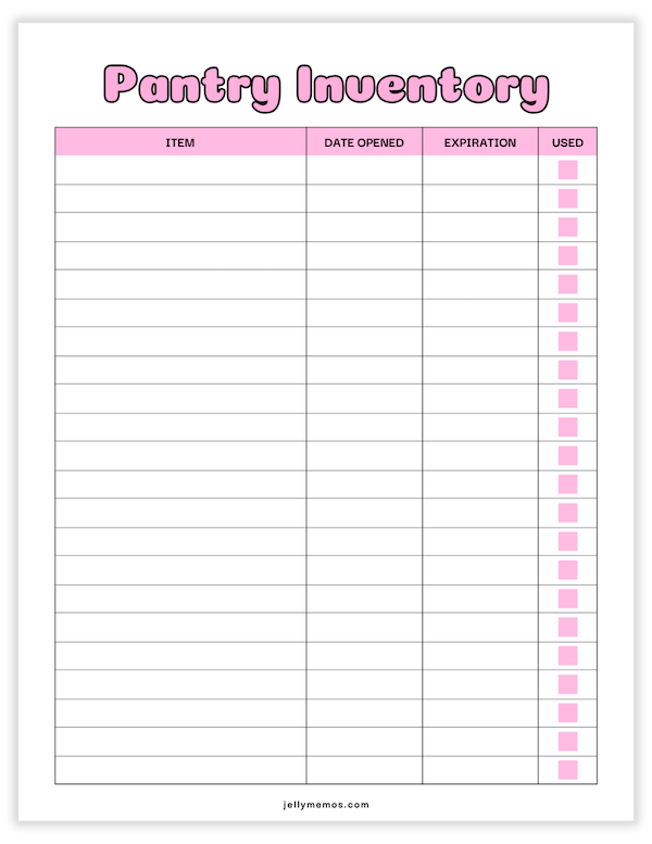 pantry inventory printable